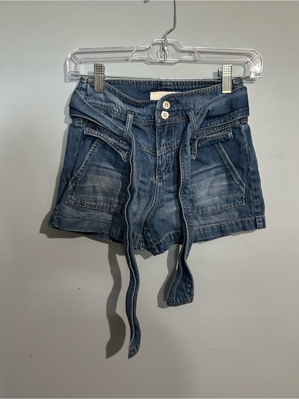 Habitual Blue Denim Paperbag Tie-Waist Shorts